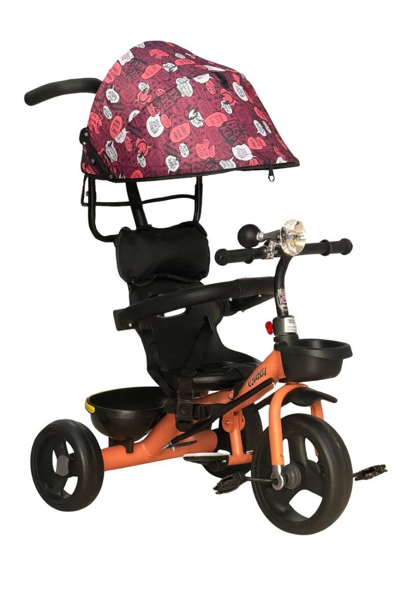 Tricycle Bébé 3 en 1 Orange & Noir