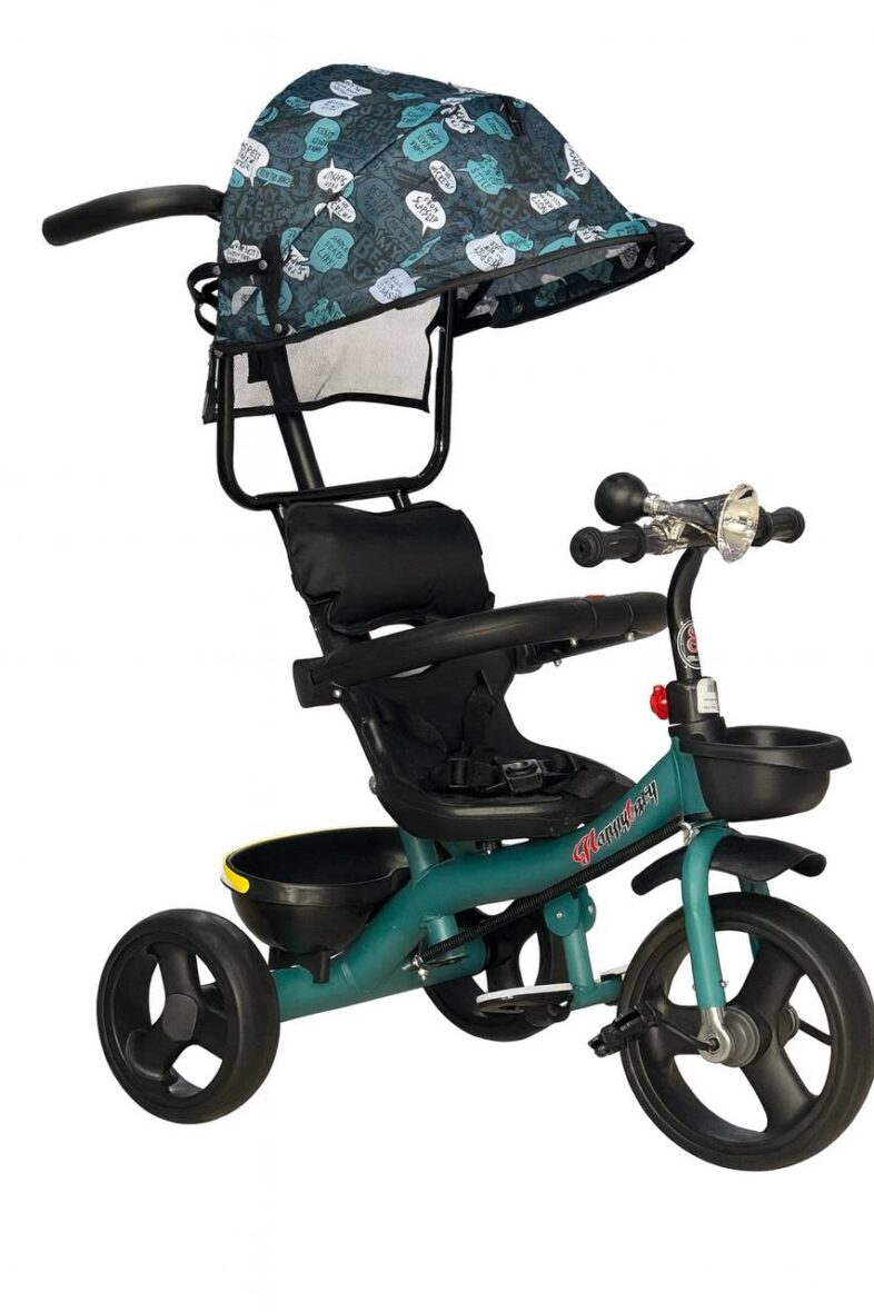 Tricycle Bébé 3 en 1 Vert & Noir