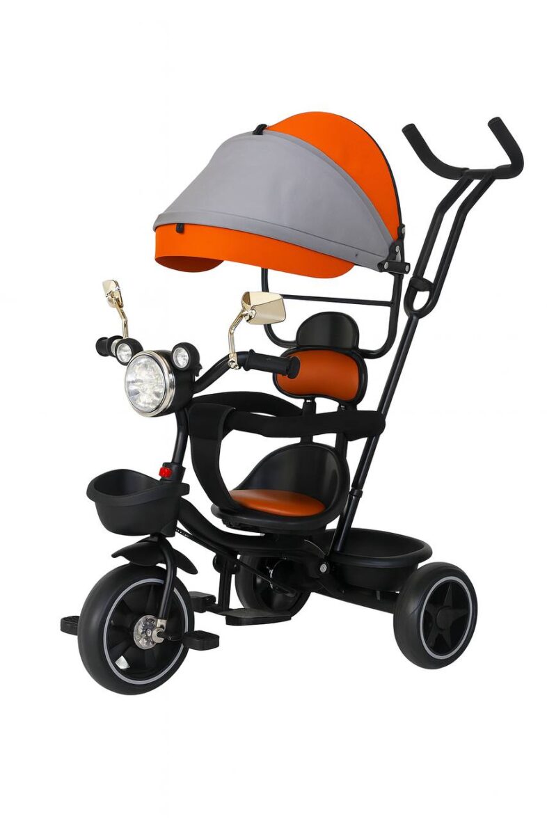 Tricycle Bébé 3 en 1 Orange & Gris