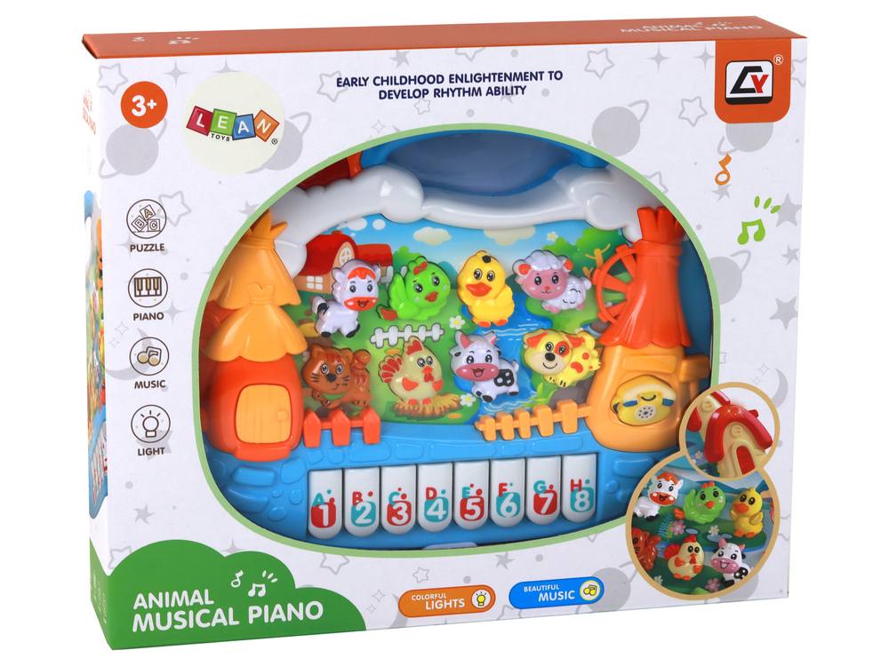 Piano Musical Animaux Interactif Bébé avec Puzzle et Lumières