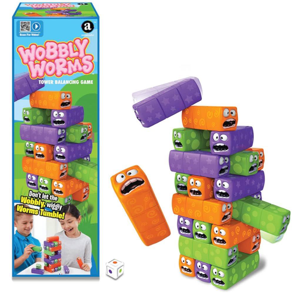 Wobbly Worms – Jeu de Blocs Rigolos avec Dé