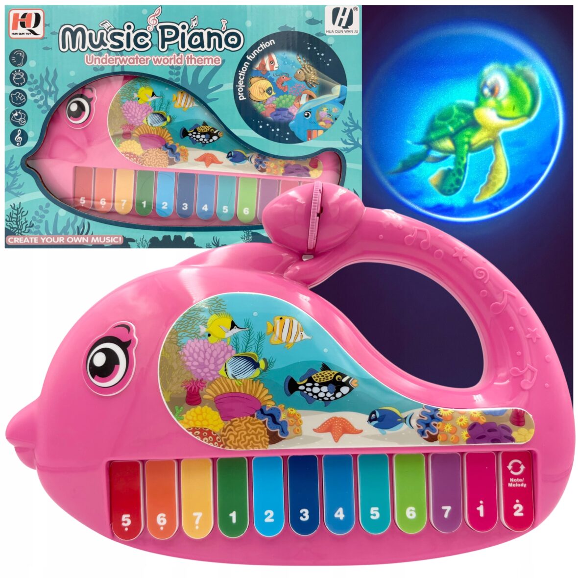 Piano musical pour enfants sur le thème du monde sous-marin