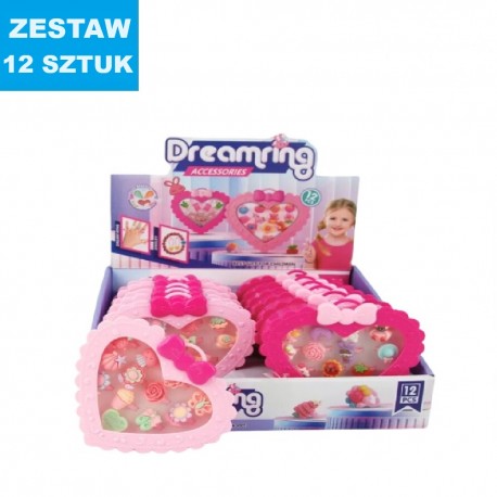 Coffret de jolis bagues pour enfants – ajustables, dans une boîte rose en forme de cœur