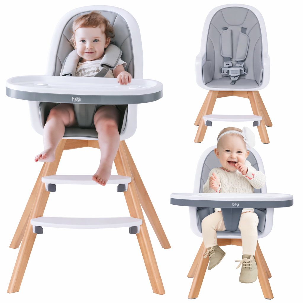 Chaise haute 3en1 en bois pour bébé
