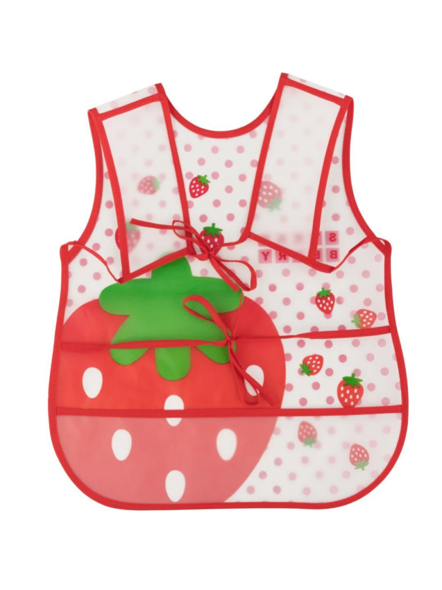adorable-strawberry-themed-waterproof-baby-bib-with-polka-dot-background-155873