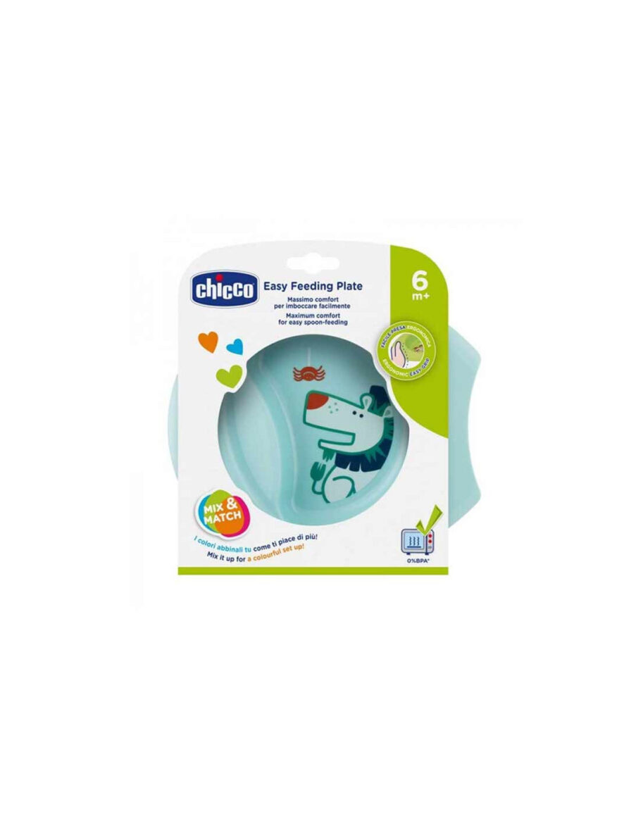 Chicco Easy Feeding Assiette Creuse avec Rebord 6M+ Bleu