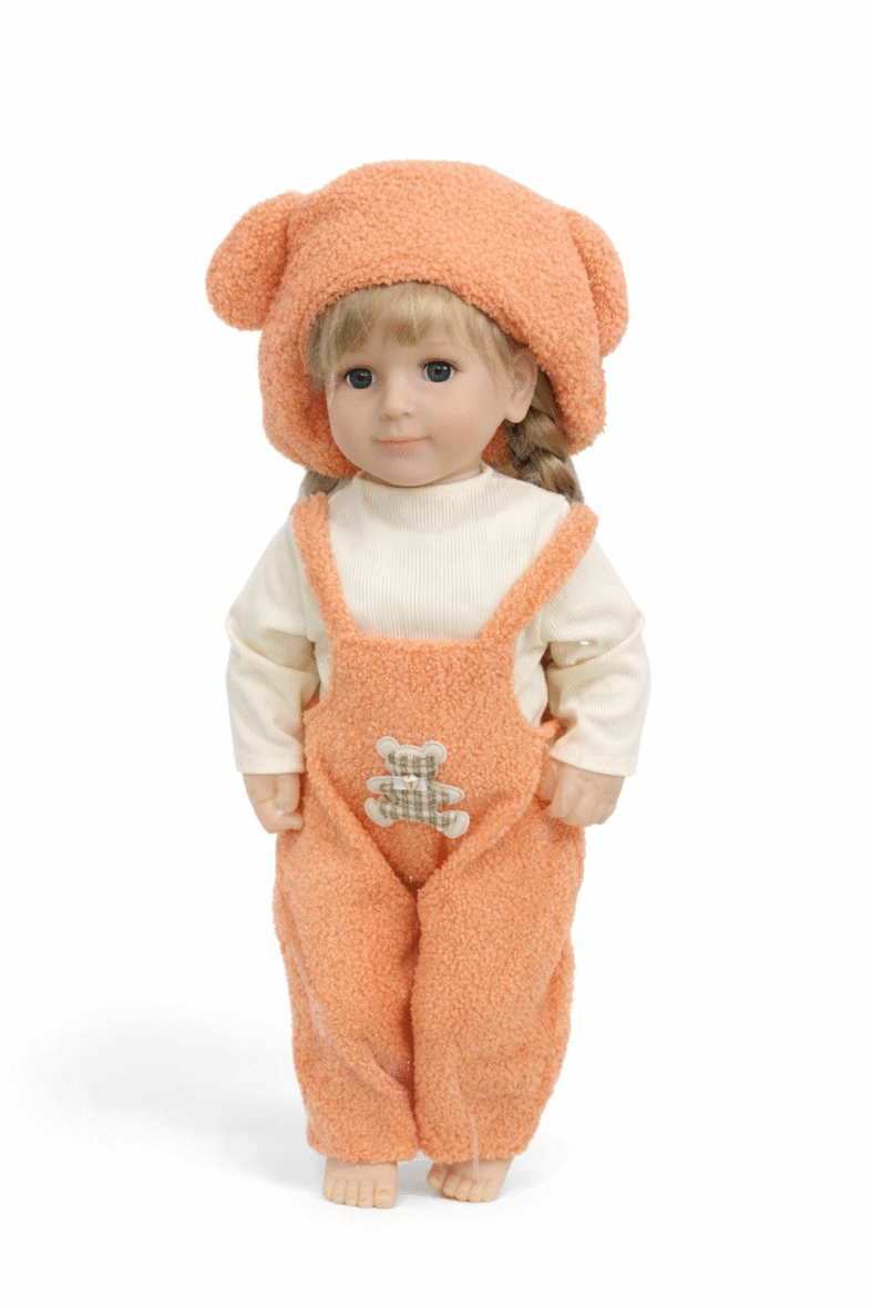 Poupée Fille 45cm avec Tenue Ourson – Orange