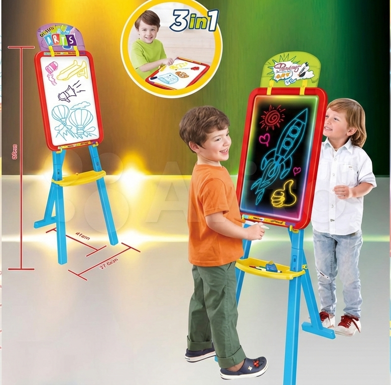 Tableau Double Face LED Bleu Éducatif pour Enfant – 3 Ans+