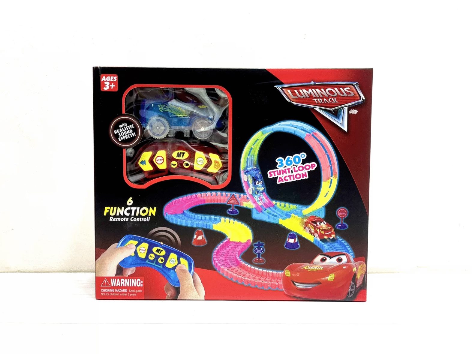 Circuit de Course Flexible Lumineux RC – 134 Pièces avec Voiture LED