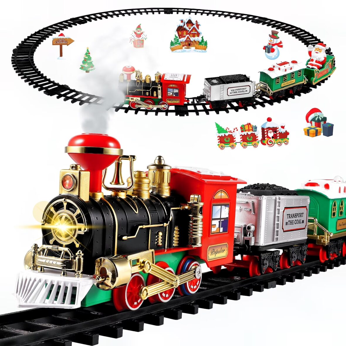 Hot-Bee-Christmas-Electric-Train-Set-Toy-for-Kids-Train-with-Smoke-Realistic-Lights-Sounds-4-Cars-an