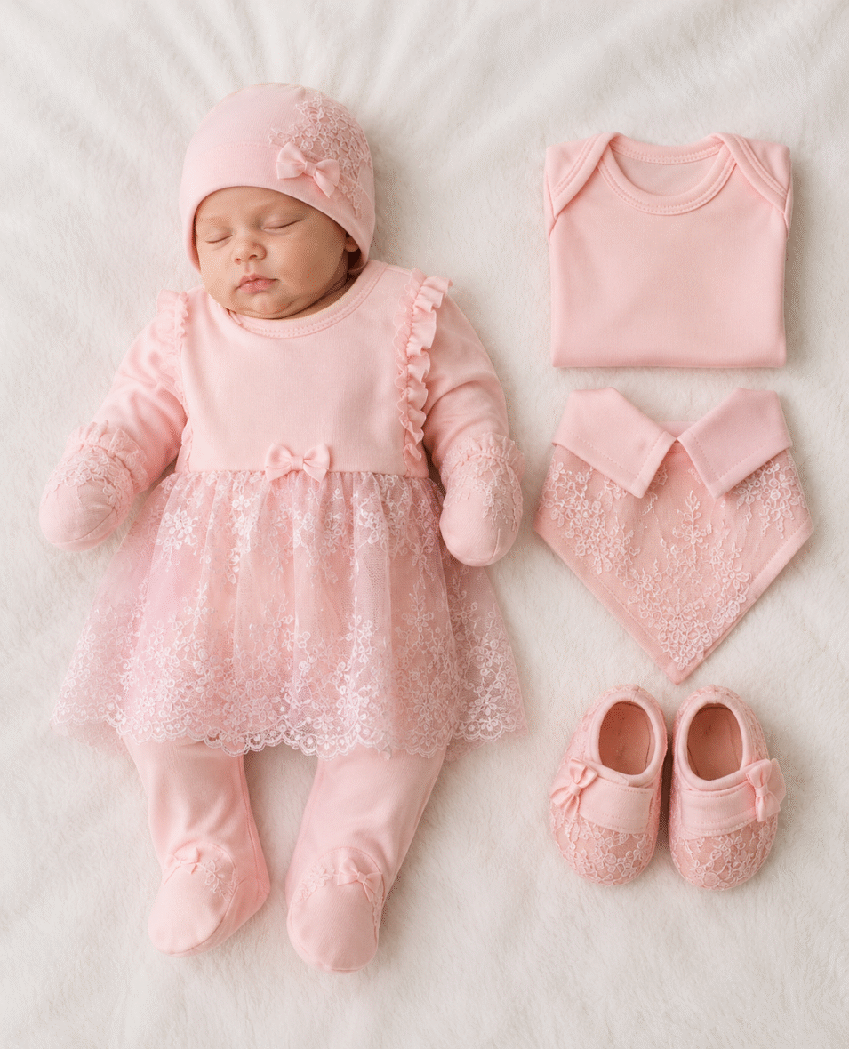 Ensemble Sortie Clinique Dentelle Rose