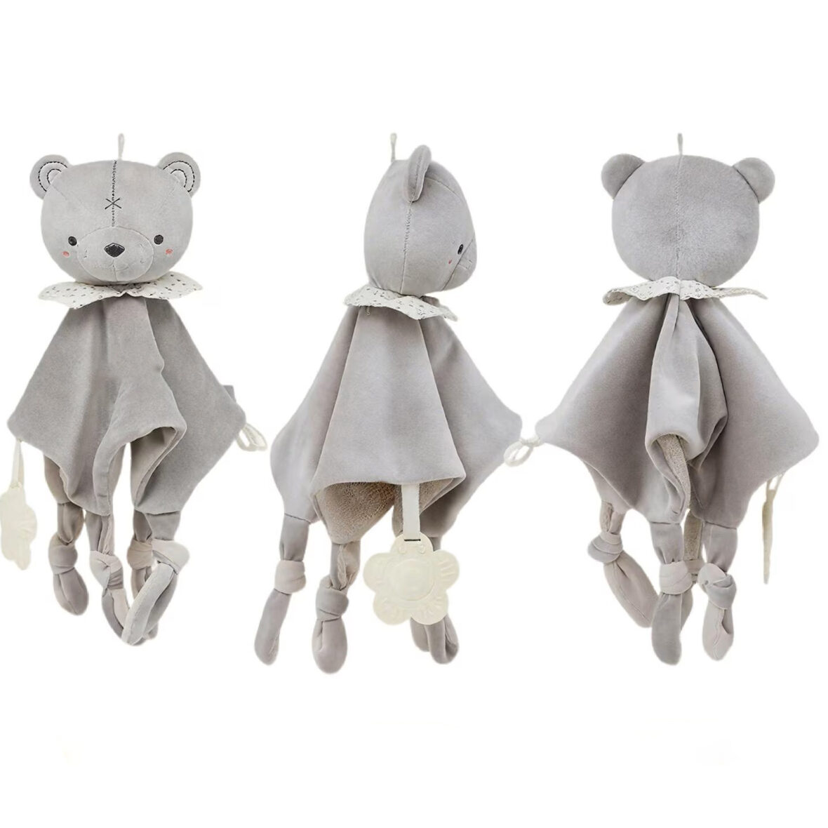 Doudou bébé ultra doux avec anneau de dentition
