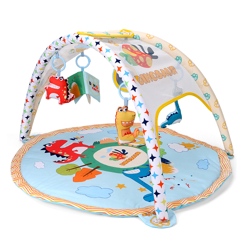 Tapis d’éveil Bébé Dinosaure Sensoriel avec Livre en Tissu