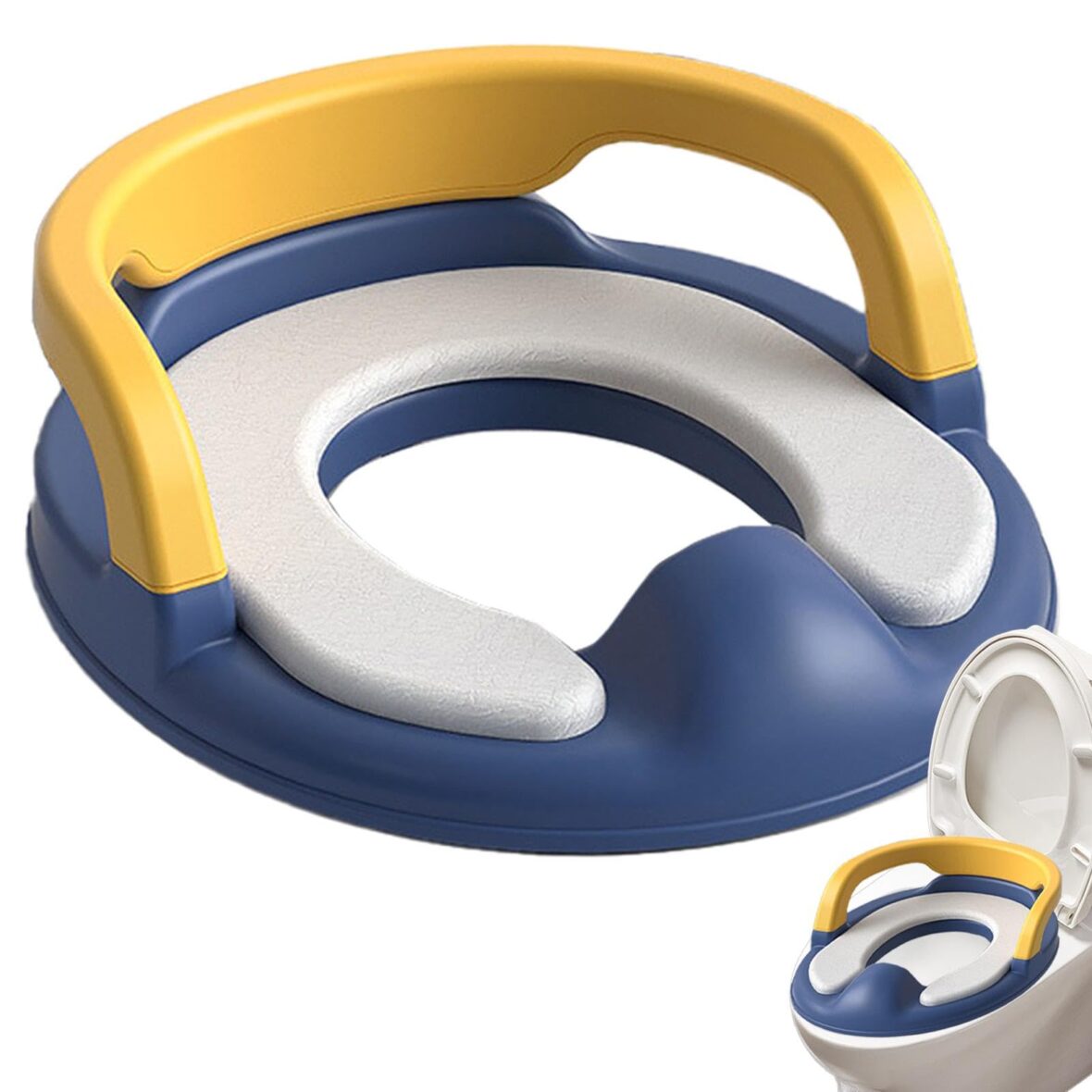 Réducteur de Toilette Bébé avec Poignées et Coussin Confort – Bleu