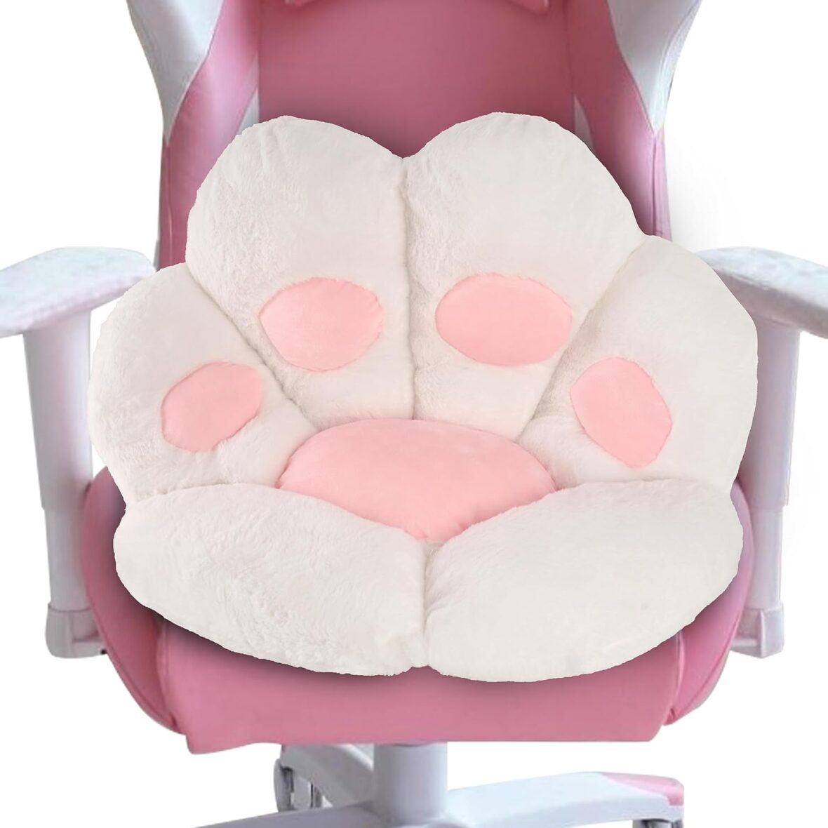 Coussin Patte de Chat Kawaii Blanc – Coussin de Chaise Gaming Ultra Doux
