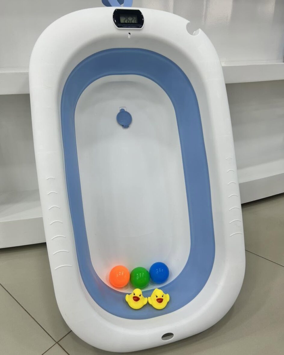 Baignoire Pliable Bébé avec Thermomètre Digital – Bleu