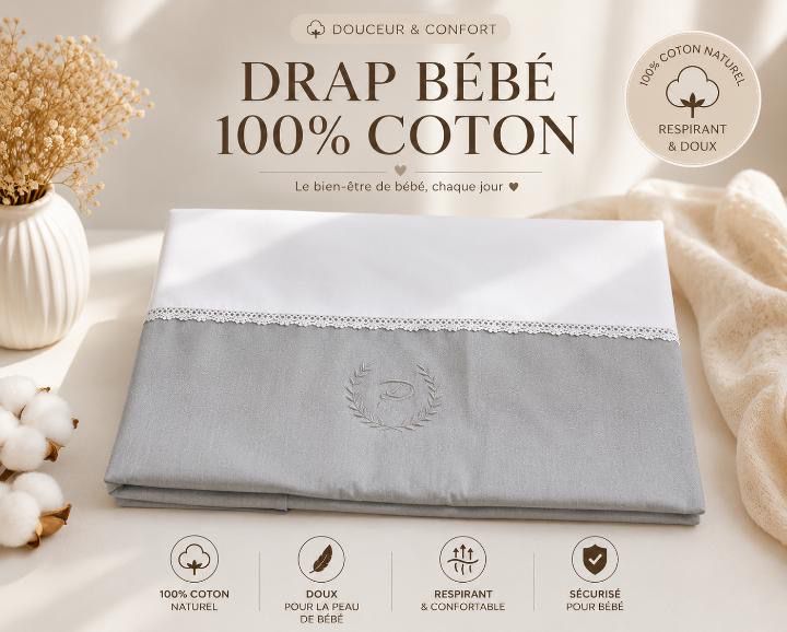 Drap en Coton Premium pour Bébé 80 × 75 cm