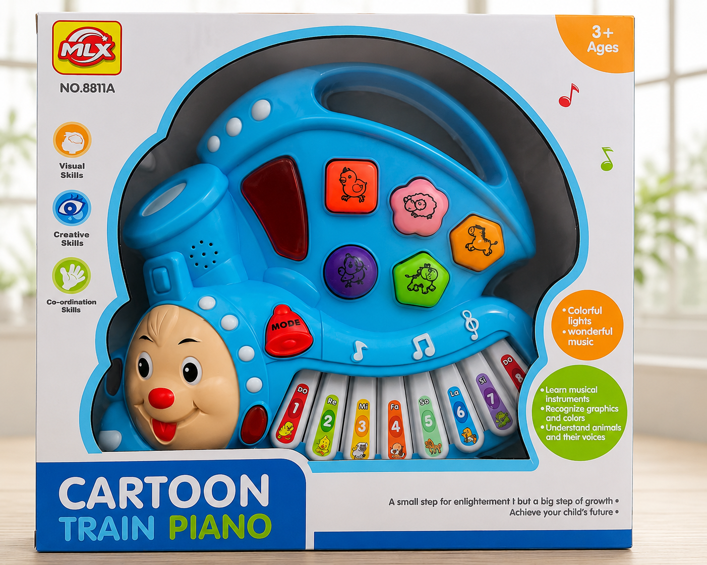 Piano Train Éducatif Musical Bleu pour Enfants – Touches Animaux
