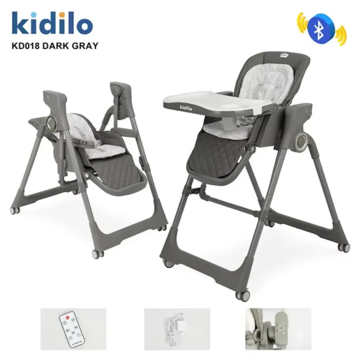 Chaise Haute Électrique 2 en 1 Kidilo KD018 – Balancelle Bluetooth + Télécommande