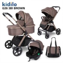 poussette-3en1-avec-cosy-et-nacelle-g26-marron-kidilo-babies-club-maroc
